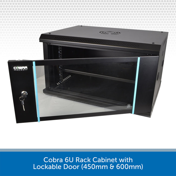 Cobra 6U Rack Cabinet with Lockable Door on a white background