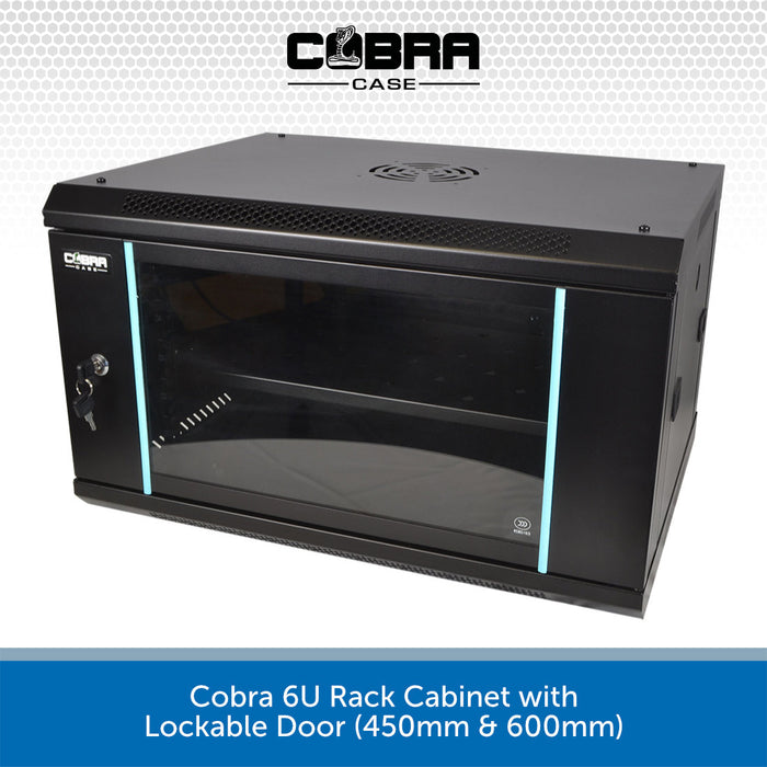 Cobra 6U Rack Cabinet with Lockable Door on a white background