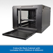 Cobra 6U Rack Cabinet with Lockable Door on a white background