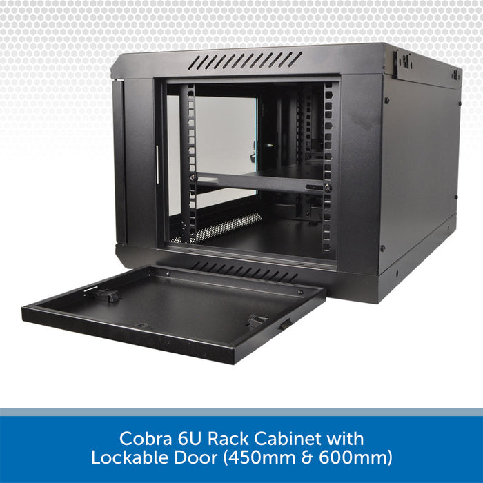 Cobra 6U Rack Cabinet with Lockable Door on a white background