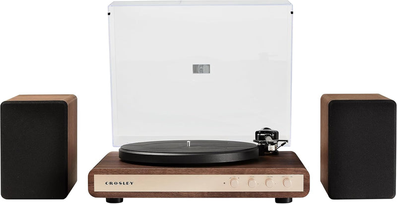 Crosley C65 Bluetooth Record Player with Bookshelf Speakers in Walnut