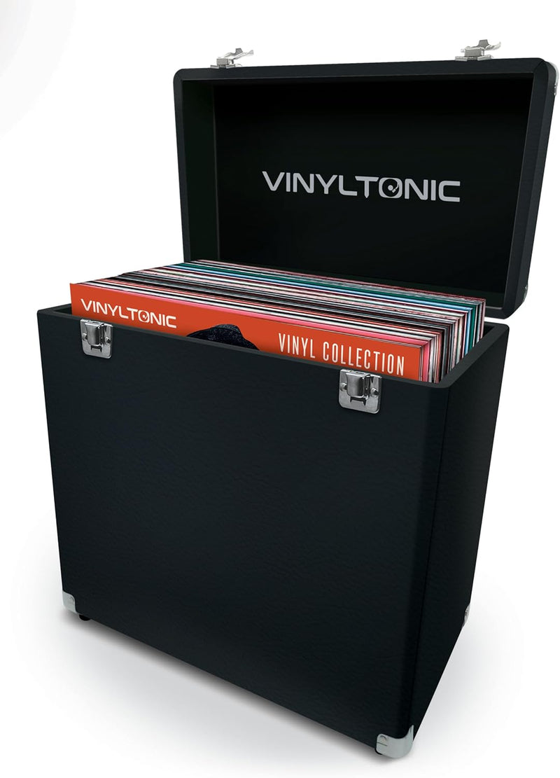 Vinyl Tonic 12" PU Leather Record Storage Case - Holds 40 LPs - Black