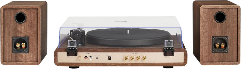 Crosley C65 Bluetooth Record Player with Bookshelf Speakers in Walnut