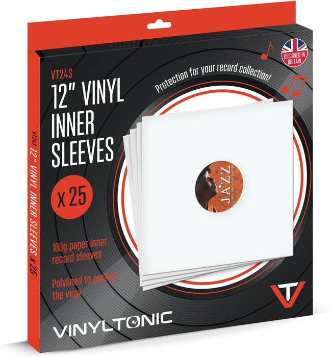 Vinyl Tonic 12" Vinyl Inner Sleeves - Polylined White Paper - Pack of 25