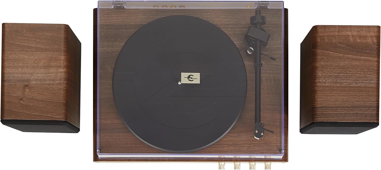 Crosley C65 Bluetooth Record Player with Bookshelf Speakers in Walnut