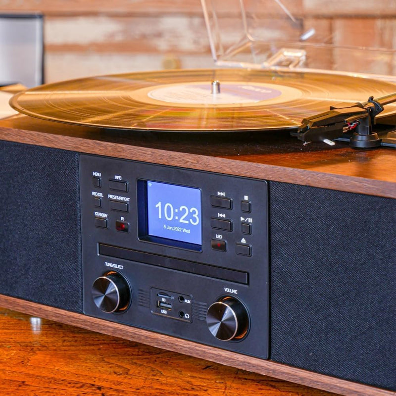Steepletone Austin 5-in-1 Music Centre - Turntable, CD, DAB+/Internet Radio, Bluetooth, USB/SD