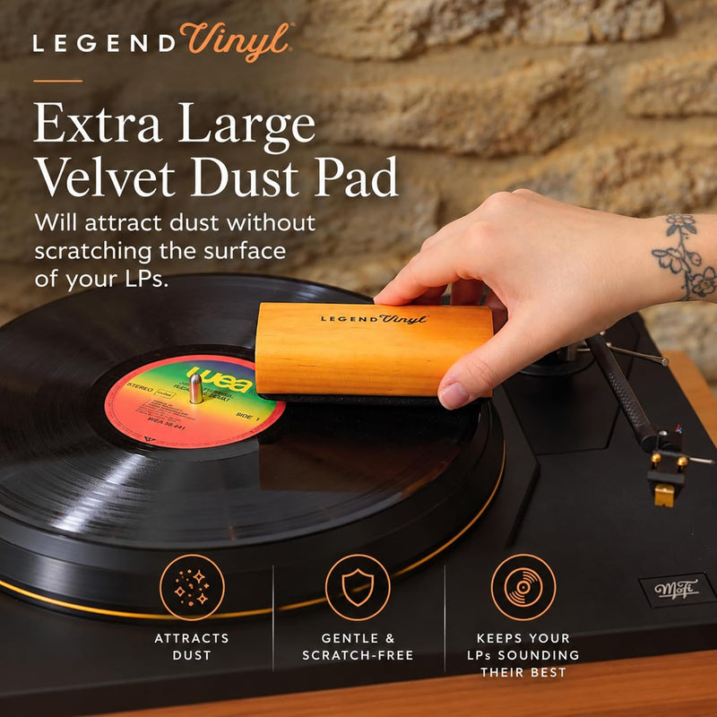 Legend Vinyl Velvet Dust Brush with Wooden Handle & Storage Bag