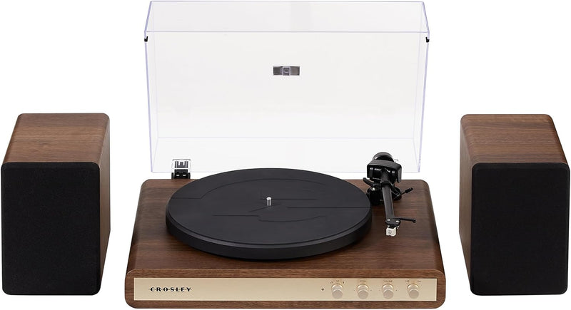 Crosley C65 Bluetooth Record Player with Bookshelf Speakers in Walnut