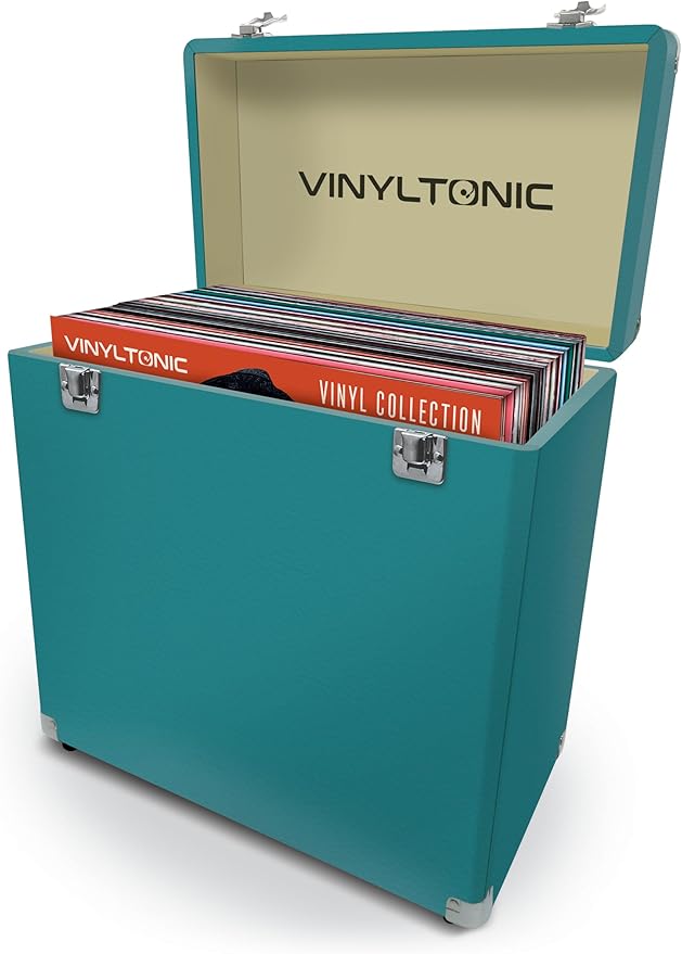 Vinyl Tonic 12" PU Leather Vinyl Record Storage Case - Holds 40 LPs - Turquoise
