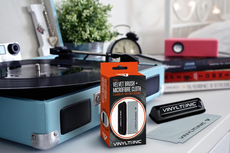 Vinyl Tonic Velvet Brush & Microfibre Cloth Record Cleaning Kit