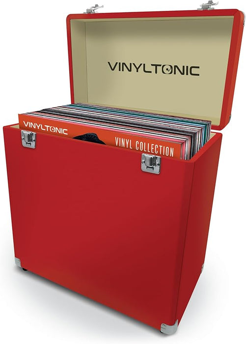 Vinyl Tonic 12" PU Leather Vinyl Record Storage Case - Holds 40 LPs - Red