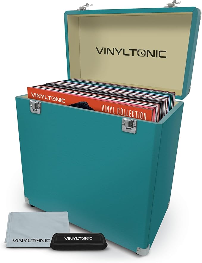 Vinyl Tonic 12" PU Leather Vinyl Record Storage Case - Holds 40 LPs - Turquoise