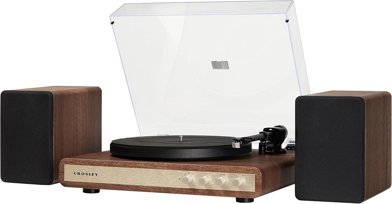 Crosley C65 Bluetooth Record Player with Bookshelf Speakers in Walnut