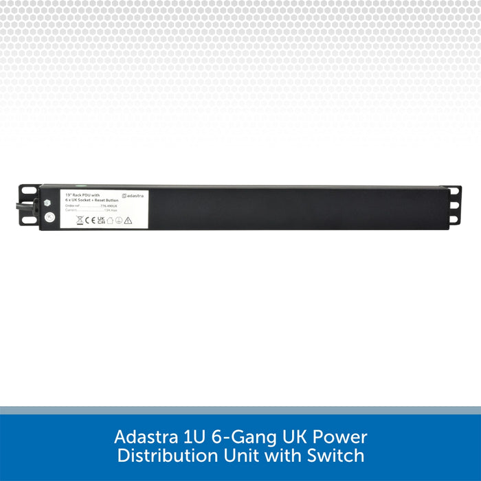Adastra 1U 6-Gang UK Power Distribution Unit with Switch