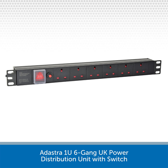 Adastra 1U 6-Gang UK Power Distribution Unit with Switch
