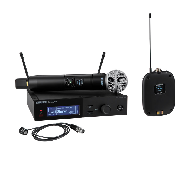 Shure SLXD124+/85M Digital Wireless Combo System with SM58 Handheld & WL185m Lavalier (470–606 MHz)