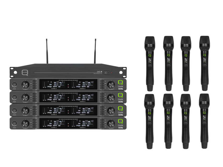 Q-Audio QWM 1970 8-Way Wireless Handheld Microphone System (CH38)