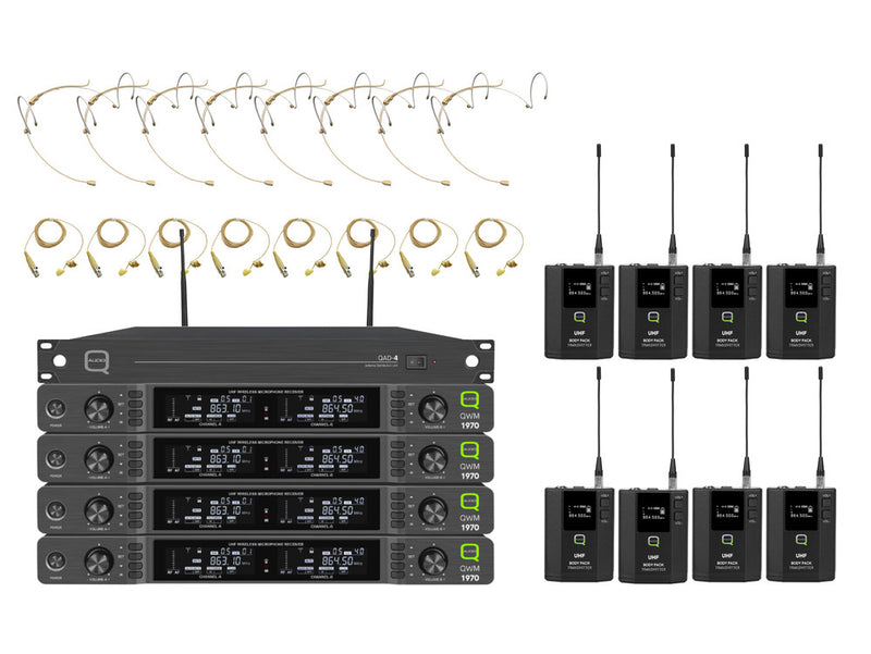 Q-Audio QWM 1970 8-Way Headworn/Lapel Wireless Microphone System (CH38)