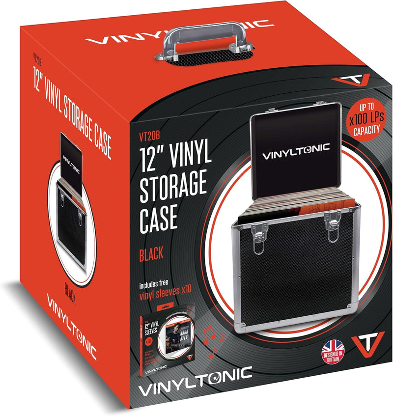 Vinyl Tonic 12" Vinyl Record Storage Case - Holds 100 LPs - 10 Sleeves Included