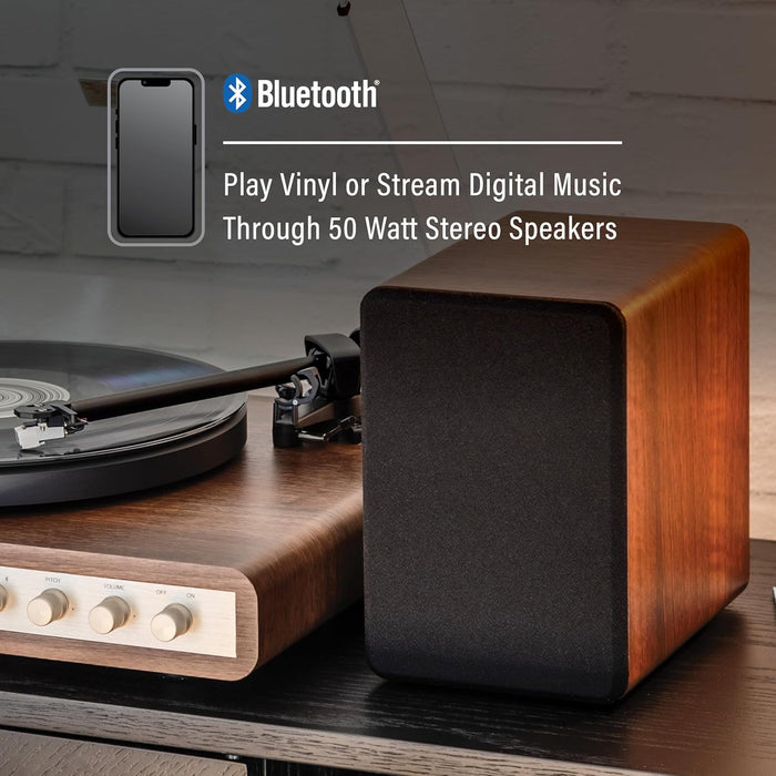Crosley C65 Bluetooth Record Player with Bookshelf Speakers in Walnut
