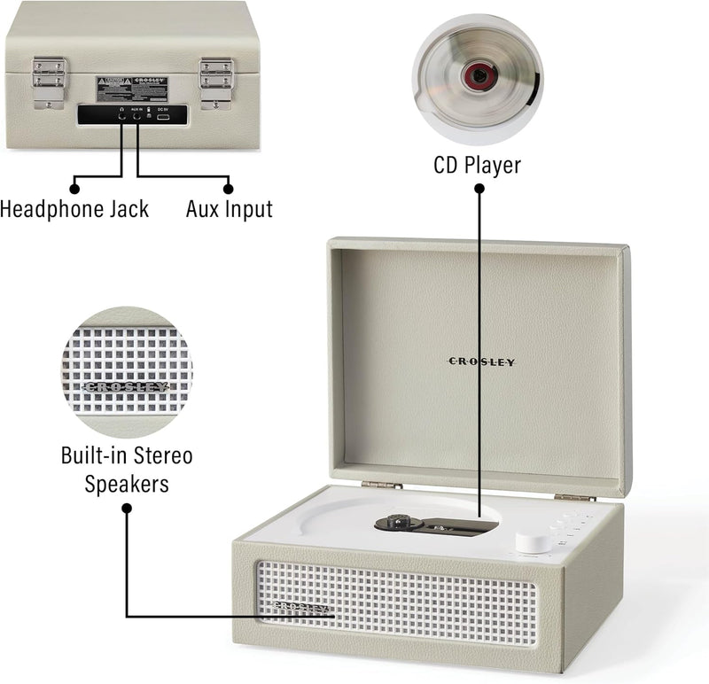 Crosley Voyager Portable CD Player with Bluetooth, FM Radio & Built-In Speakers
