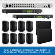 Apart & Stageline Foreground Music System for Bars & Gyms | Wall Mount Speakers & Subwoofer