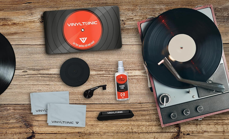 Vinyl Tonic Record Cleaning Kit in Storage Tin - Fluid, Brush & Cloth Included