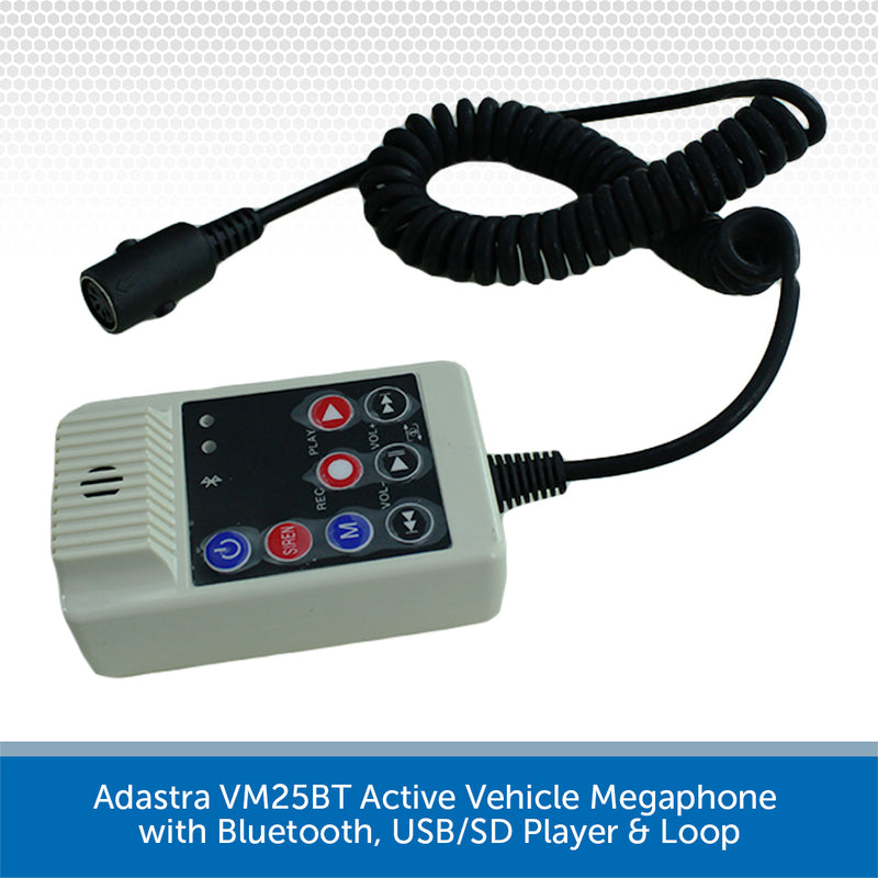 Adastra VM25BT Active Vehicle Megaphone with Bluetooth, USB/SD Player & Loop