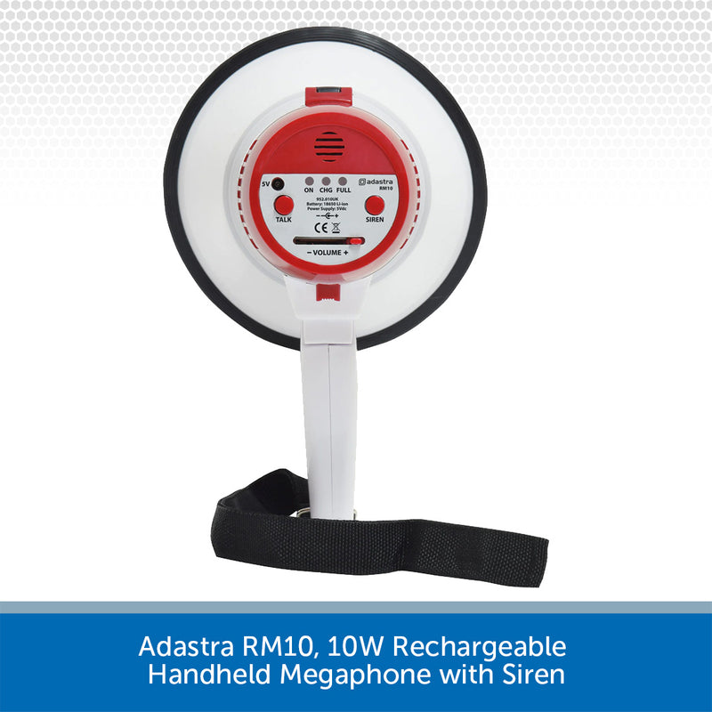 Adastra RM10, 10W Rechargeable Handheld Megaphone with Siren