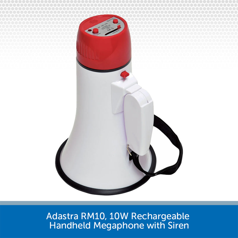 Adastra RM10, 10W Rechargeable Handheld Megaphone with Siren