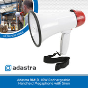 Adastra RM10, 10W Rechargeable Handheld Megaphone with Siren