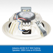 Adastra AC6V 6.5" 6W Ceiling Speaker, 100V Line or 8 Ohms