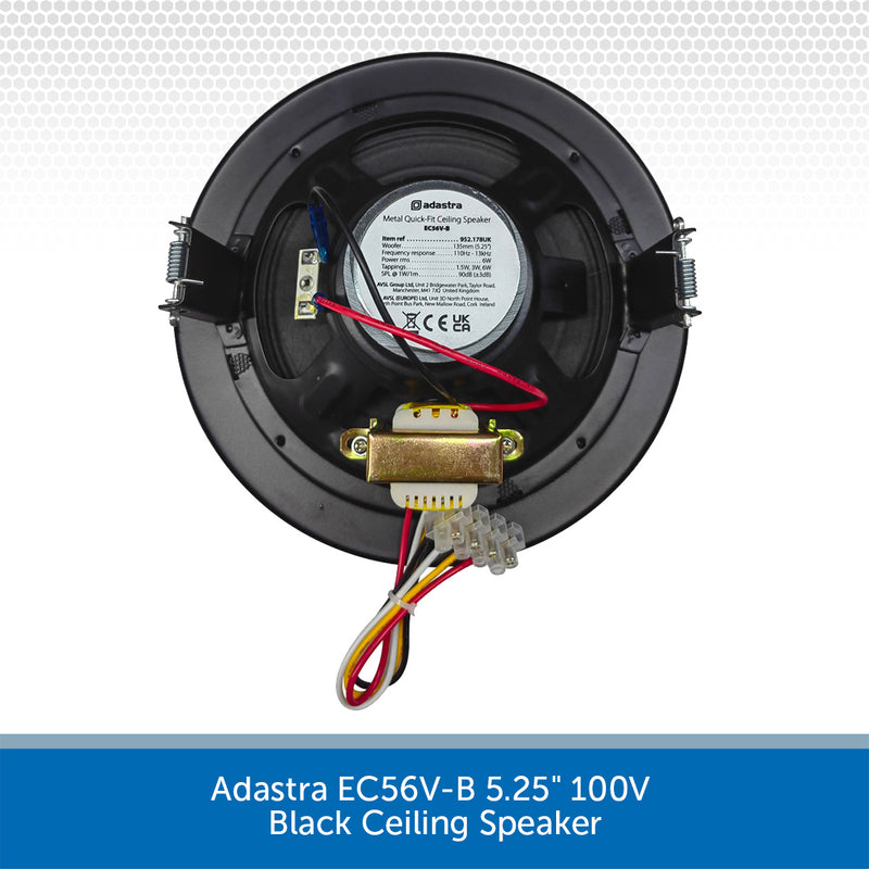 Restaurant Background Music System & Bluetooth - Up to 12 Black Adastra In-Ceiling Speakers