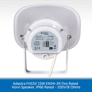 Adastra FH15V 15W EN54-24 Fire Rated Horn Speaker, IP66 Rated - 100V/8 Ohms
