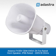 Adastra FH30V 30W EN54-24 Fire Rated Horn Speaker, IP66 Rated - 100V/8 Ohms
