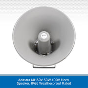 Adastra MH30V 30W 100V Horn Speaker, IP66 Weatherproof Rated