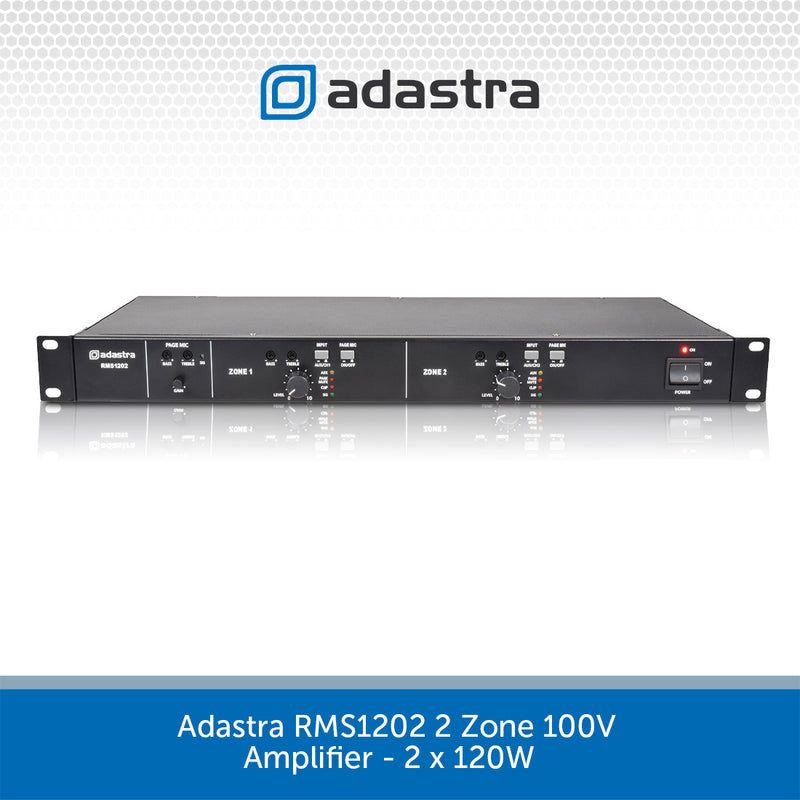 Front Image of the Adastra RMS1202 2-Zone Amplifier