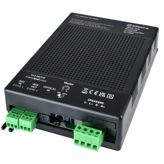 Adastra IWA2100B 2x100W In-Wall Stereo Amplifier With Bluetooth, Optical & Aux Input