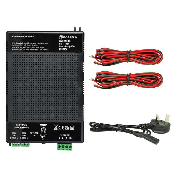 Adastra IWA2100B 2x100W In-Wall Stereo Amplifier With Bluetooth, Optical & Aux Input