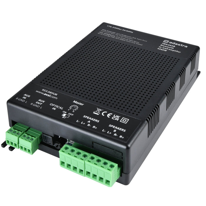 Adastra IWA460B 4x60W In-Wall Stereo Amplifier With Bluetooth, Optical & Aux Input