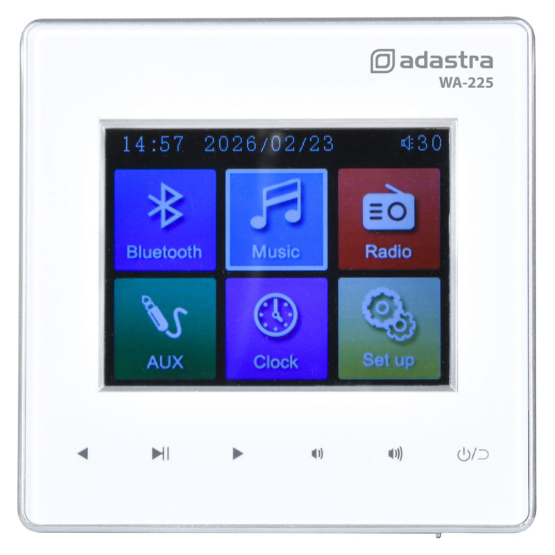 Adastra WA-225 Wall-Mount 2 x 25W Amplifier with Bluetooth, USB/SD & FM Tuner