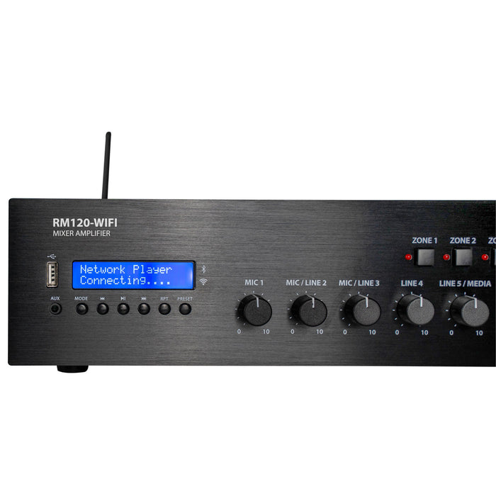 Adastra RM120-WIFI 120W 100V Mixer Amplifier With WiFi, Internet Radio, USB & Bluetooth
