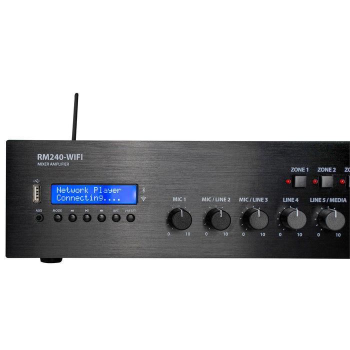 Adastra RM240-WIFI 240W 100V Mixer Amplifier With WiFi, Internet Radio, USB & Bluetooth