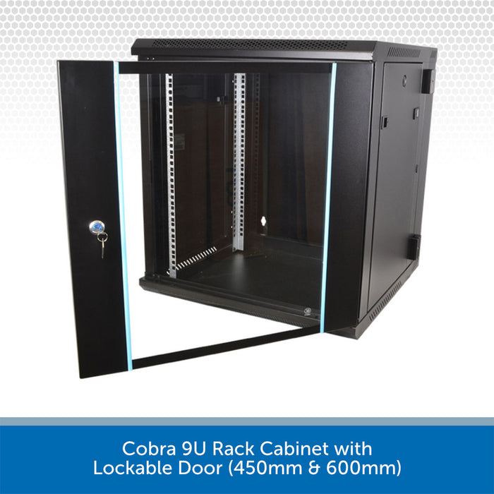 Cobra 9U Rack Cabinet with Lockable Door on a white background