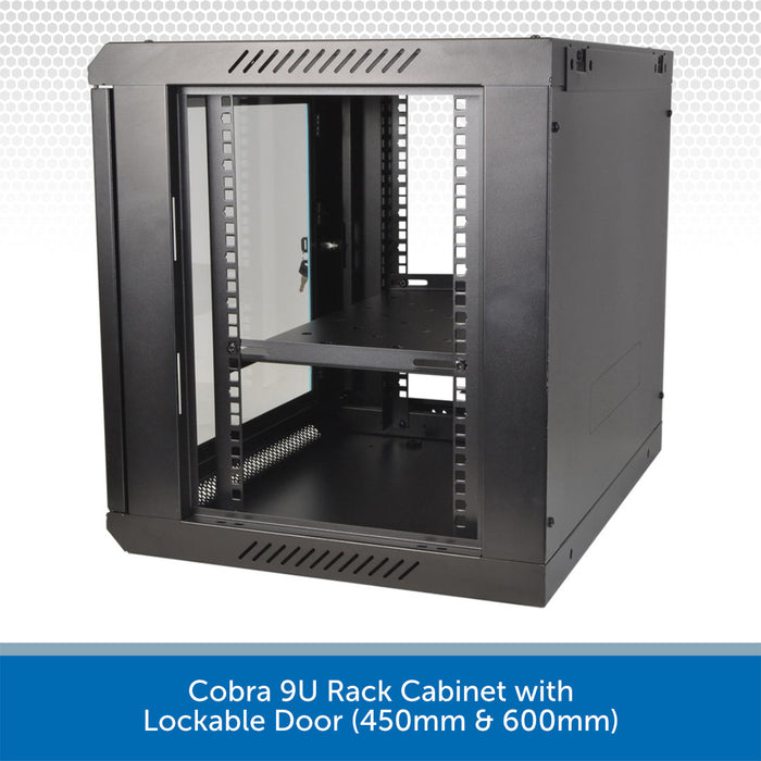 Cobra 9U Rack Cabinet with Lockable Door on a white background