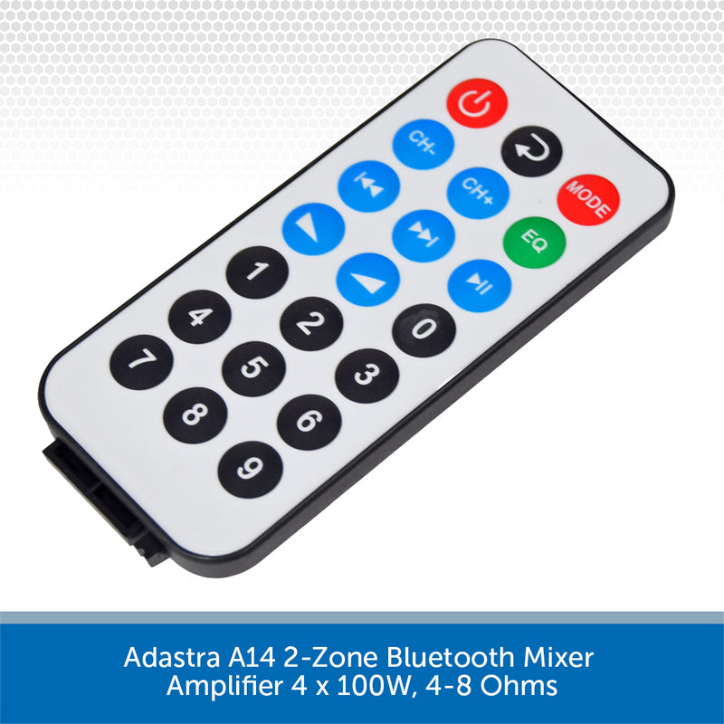 Adastra A14 2-Zone Bluetooth Mixer Amplifier 4 x 100W, 4-8 Ohms