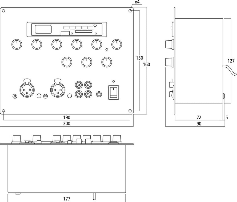 Monacor MXT-52MP3 Flush-Mount Wall Mixer With MP3 Player