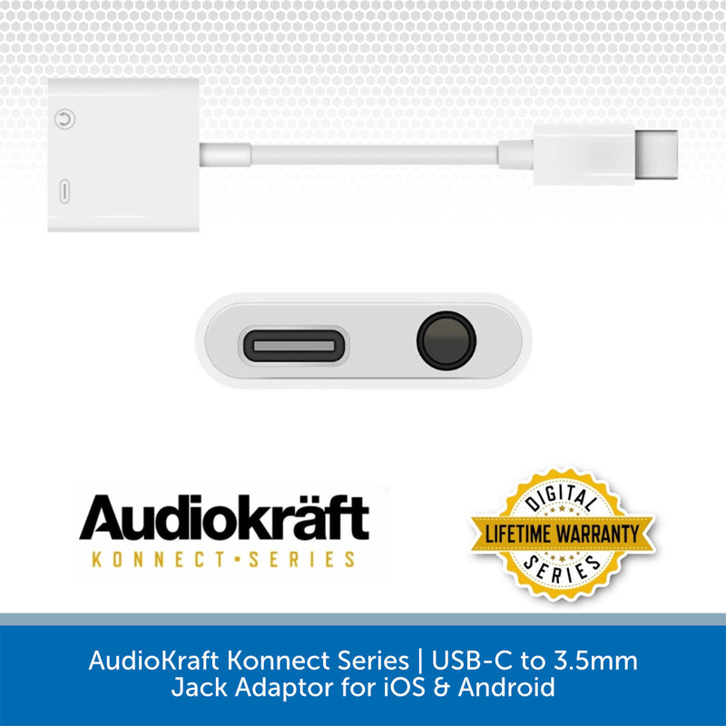AudioKraft Konnect Series | USB-C to 3.5mm Jack Adaptor for iOS & Android
