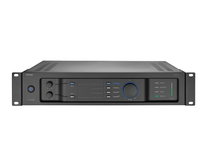 Biamp MA120 120W Rack-Mount Mixer Amplifier 100V & 4 Ohm