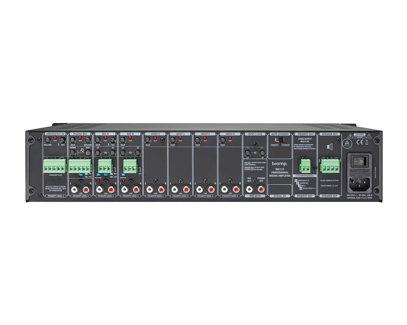 Biamp MA120 120W Rack-Mount Mixer Amplifier 100V & 4 Ohm